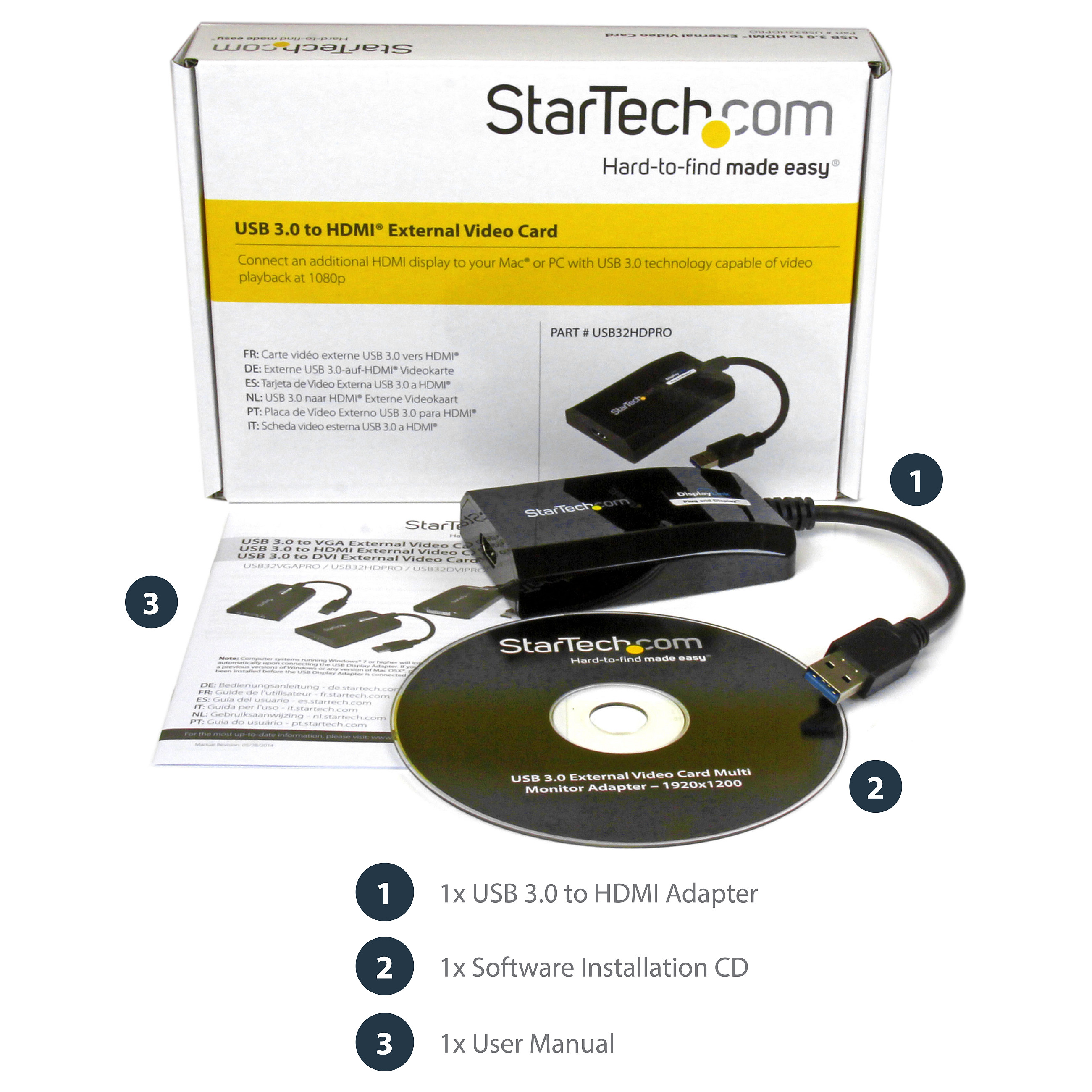 USB 3.0 na HDMI vanjski video adapter STARTECH.COM USB32HDPRO (DisplayLink certificiran, 1920x1200, višemonitorski grafički adapter, podržava Mac i Windows,-7