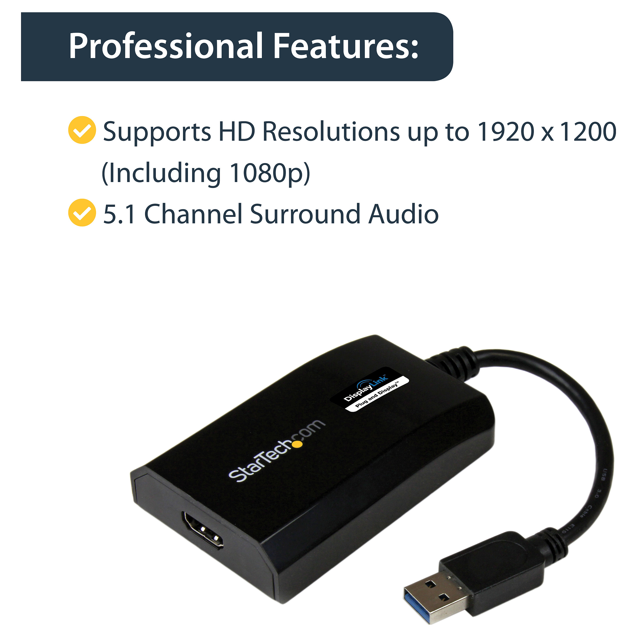 USB 3.0 na HDMI vanjski video adapter STARTECH.COM USB32HDPRO (DisplayLink certificiran, 1920x1200, višemonitorski grafički adapter, podržava Mac i Windows,-14