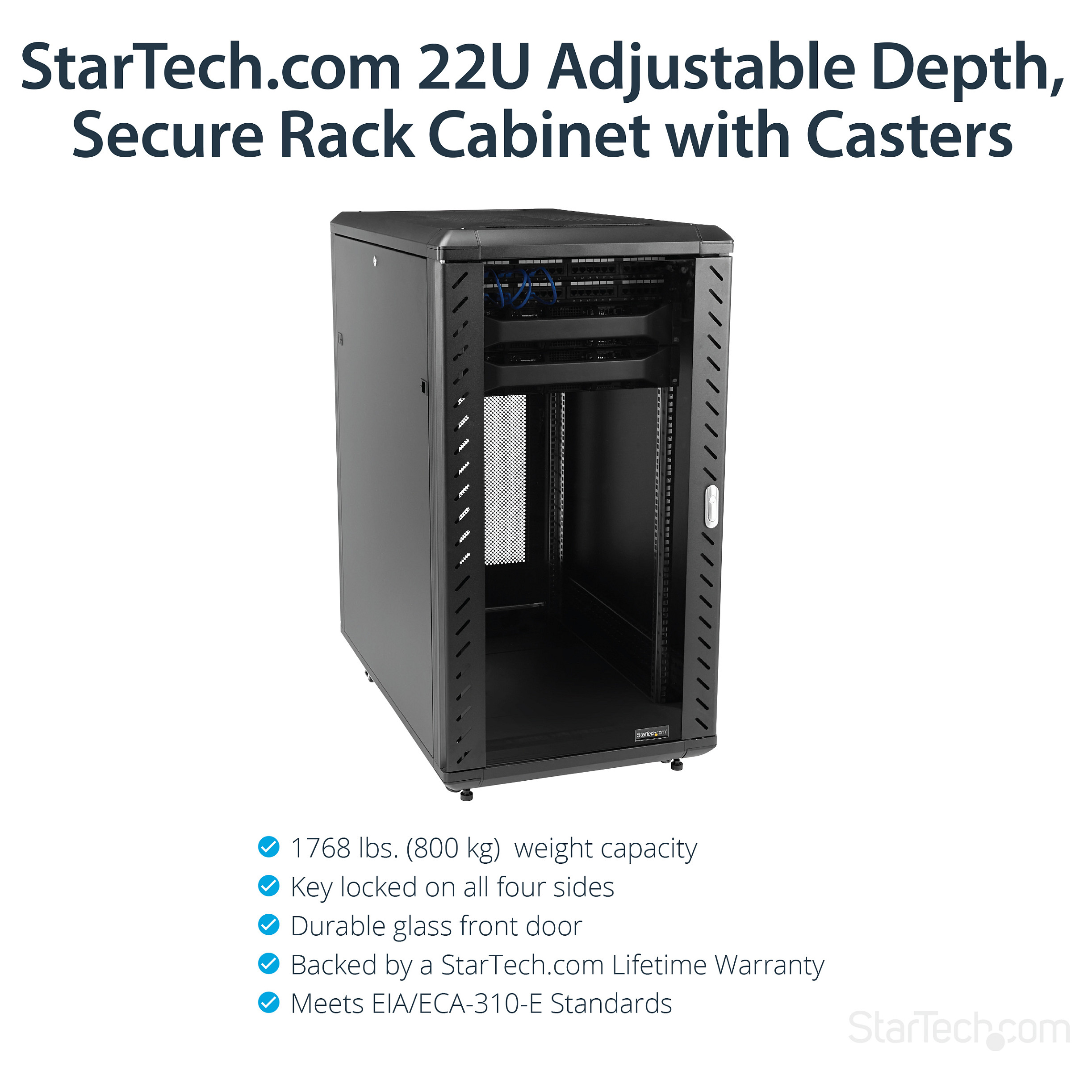 Mrežni ormar STARTECH.COM RK2236BKF 22U 19" podesive dubine-12