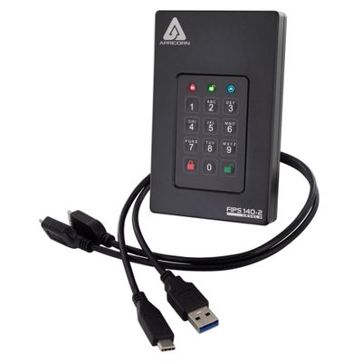 Tvrdi disk APRICORN Aegis Fortress L3 (1 TB, USB 3.1) crna-1