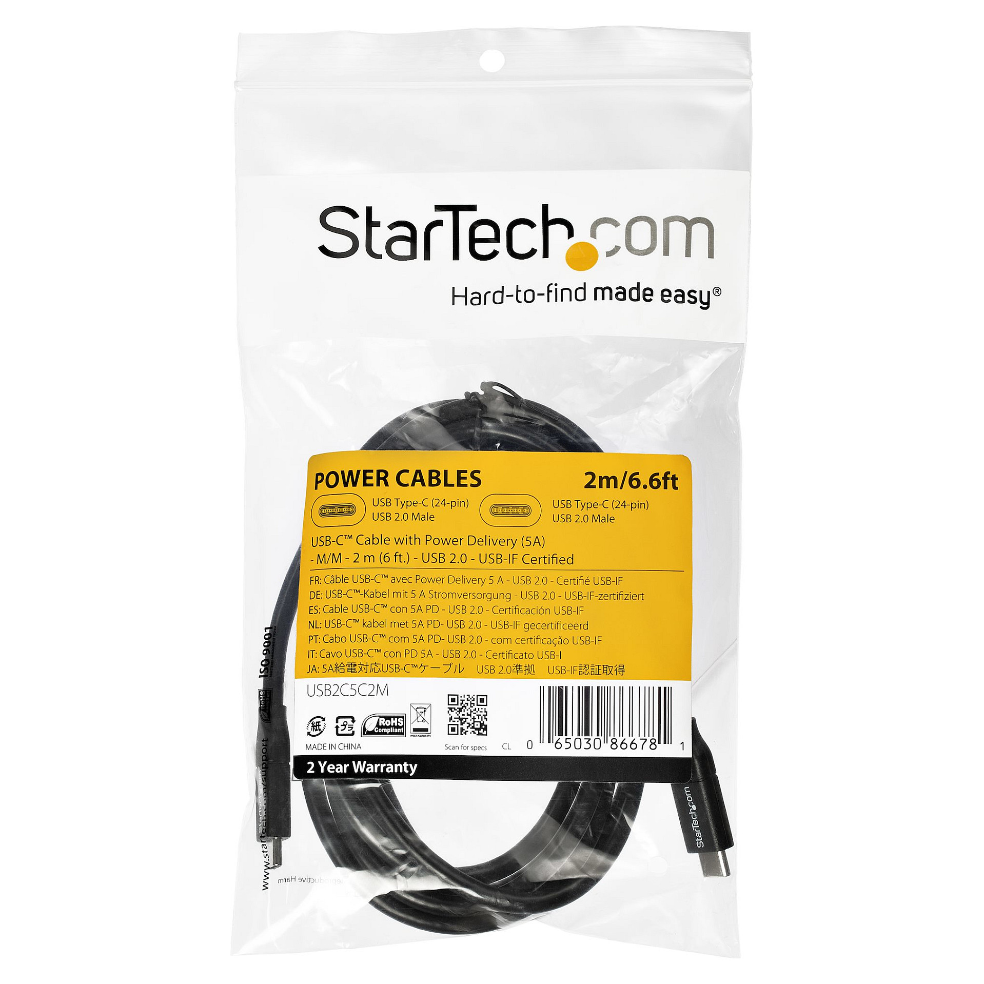 USB-C kabel STARTECH.COM USB2C5C2M (2m, 100W 5A PD, USB 2.0, USB-IF certificiran)-8