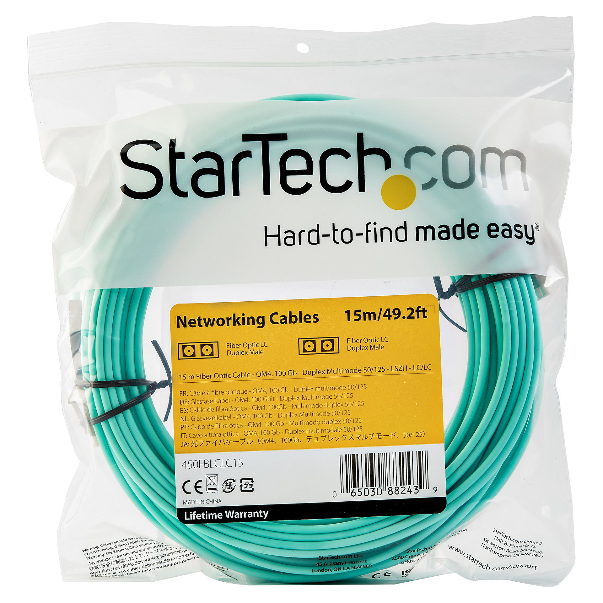 Startech OM4 LC-LC Duplex Multimode optički kabel 15m, 450FBLCLC15-7