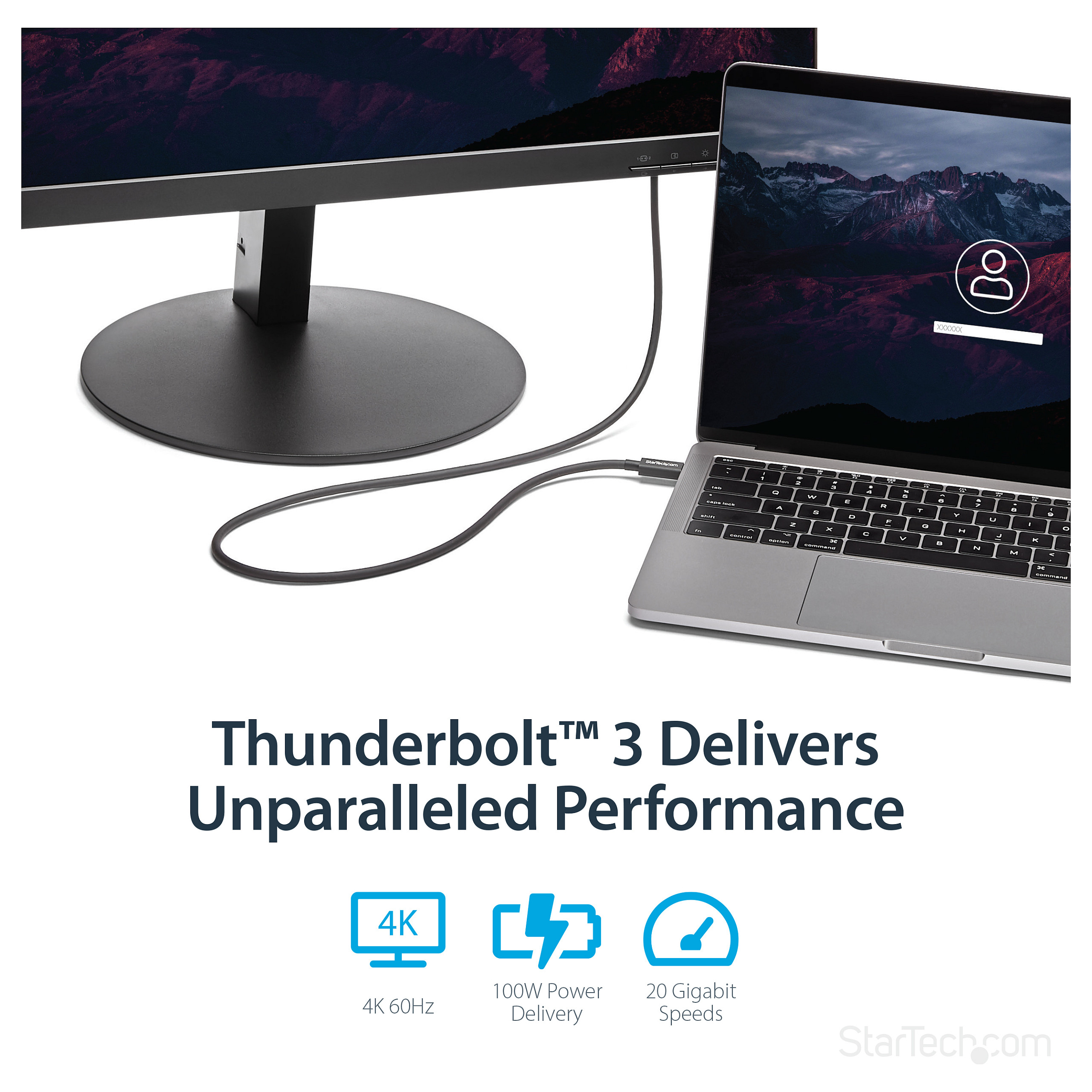 Thunderbolt 3 kabel STARTECH.COM TBLT3MM1M (1m, 20Gbps, 100W Power Delivery, 4K 60Hz)-12