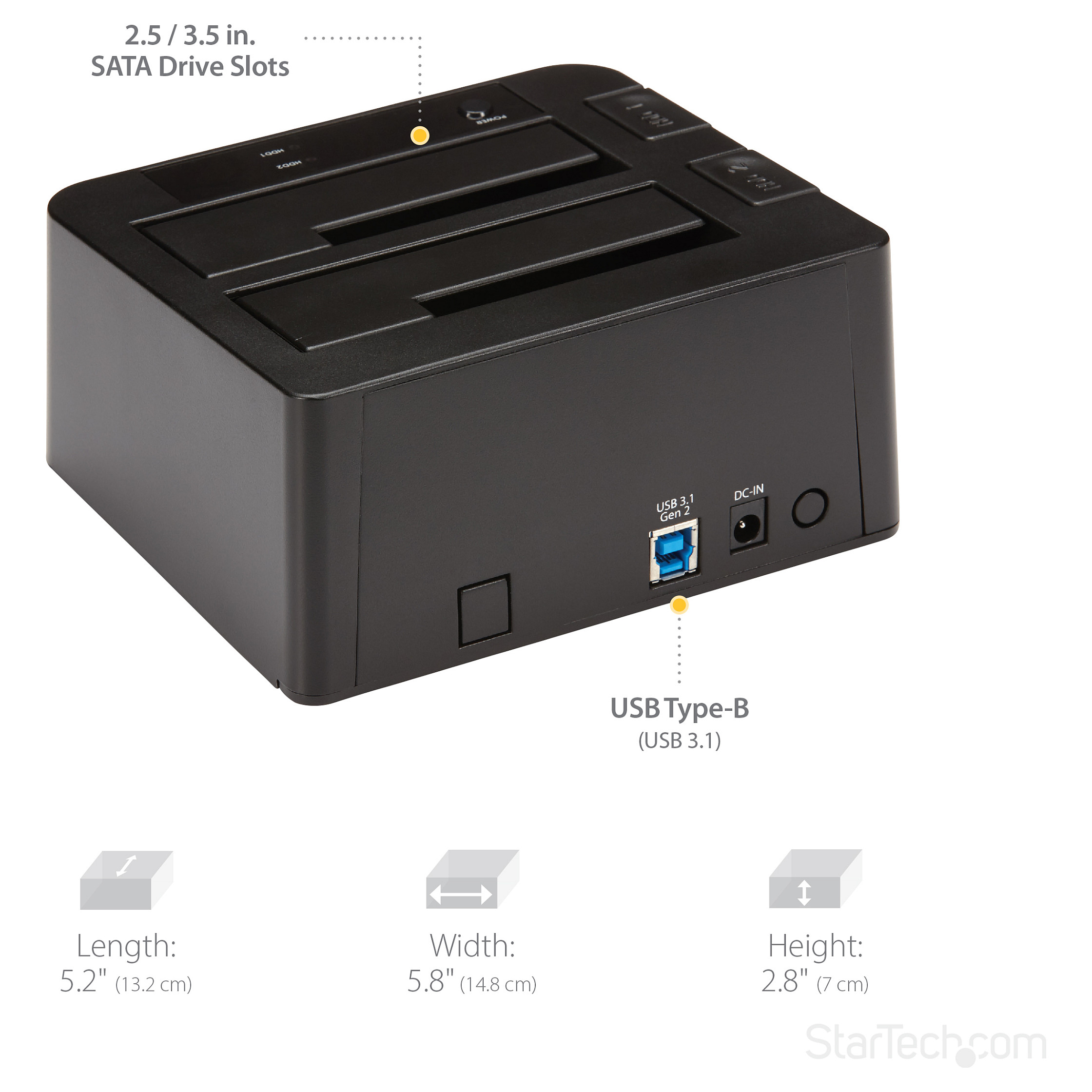 Priključna stanica STARTECH.COM Dvostruka (USB 3.1, SATA, 10 Gbps, 2.5", 3.5", 12TB)-10