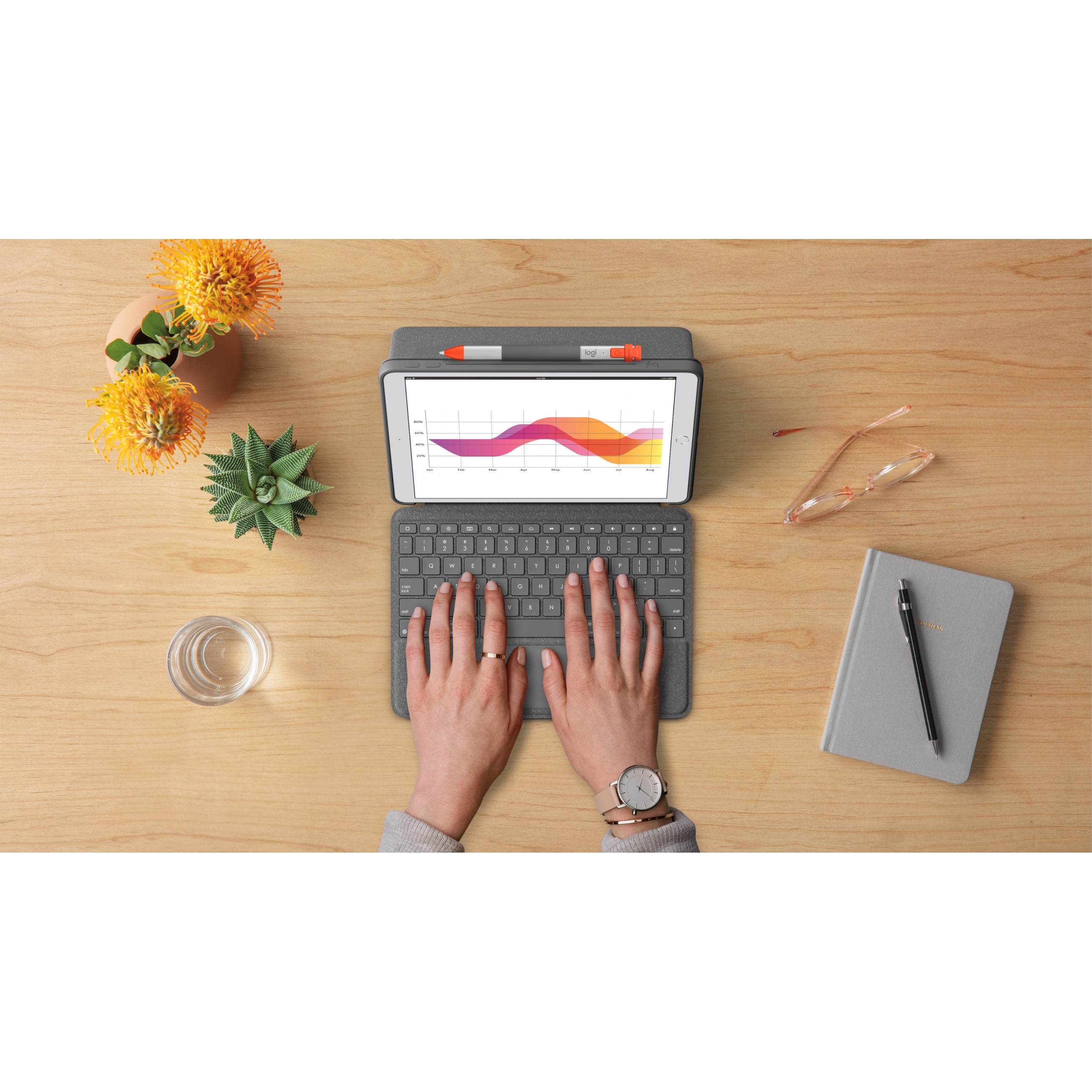 Tipkovnica i futrola LOGITECH Combo Touch (s trackpadom, QWERTZ, njemački) Graphite siva – internacionalna non HR tipkovnica-11