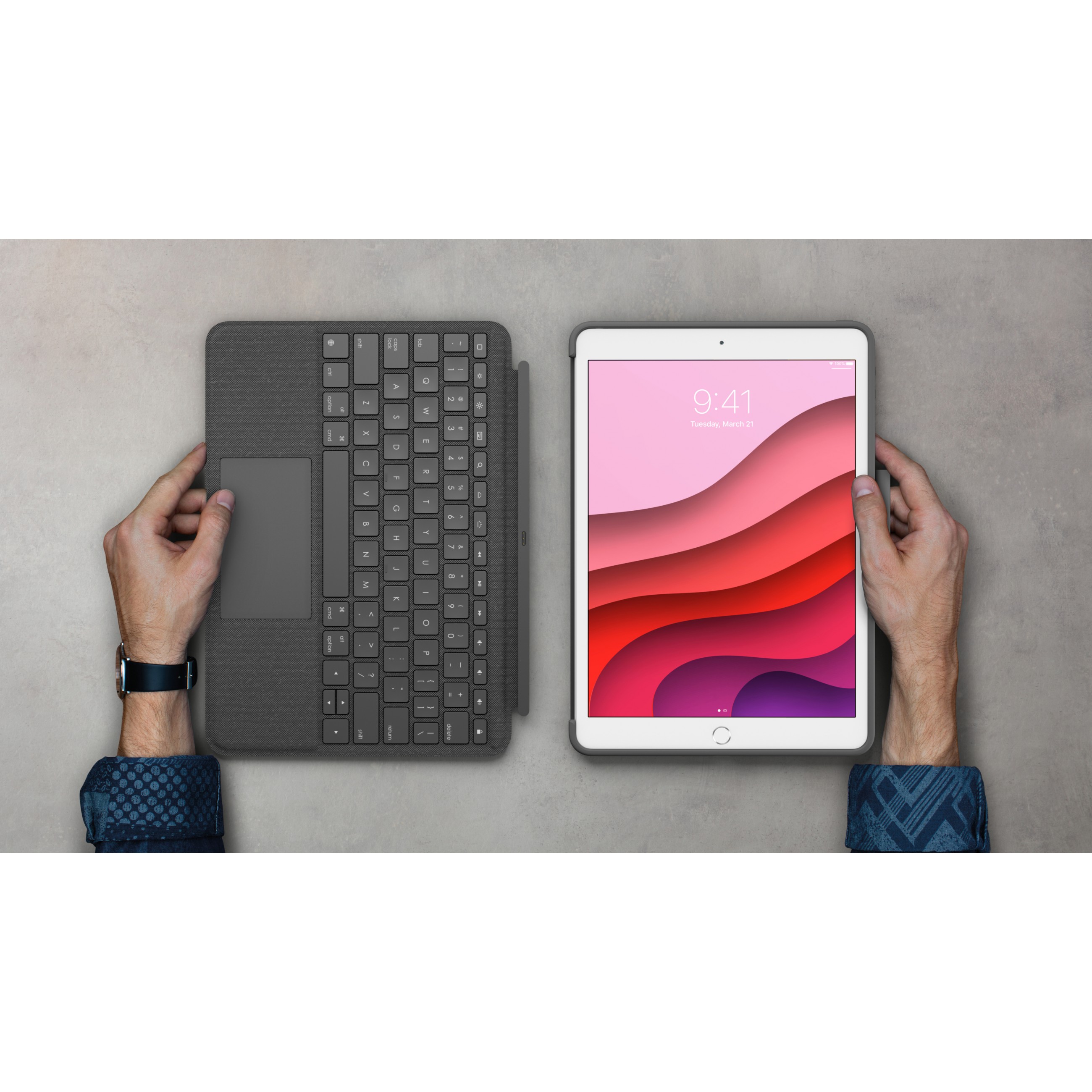 Tipkovnica i futrola LOGITECH Combo Touch (s trackpadom, QWERTZ, njemački) Graphite siva – internacionalna non HR tipkovnica-12