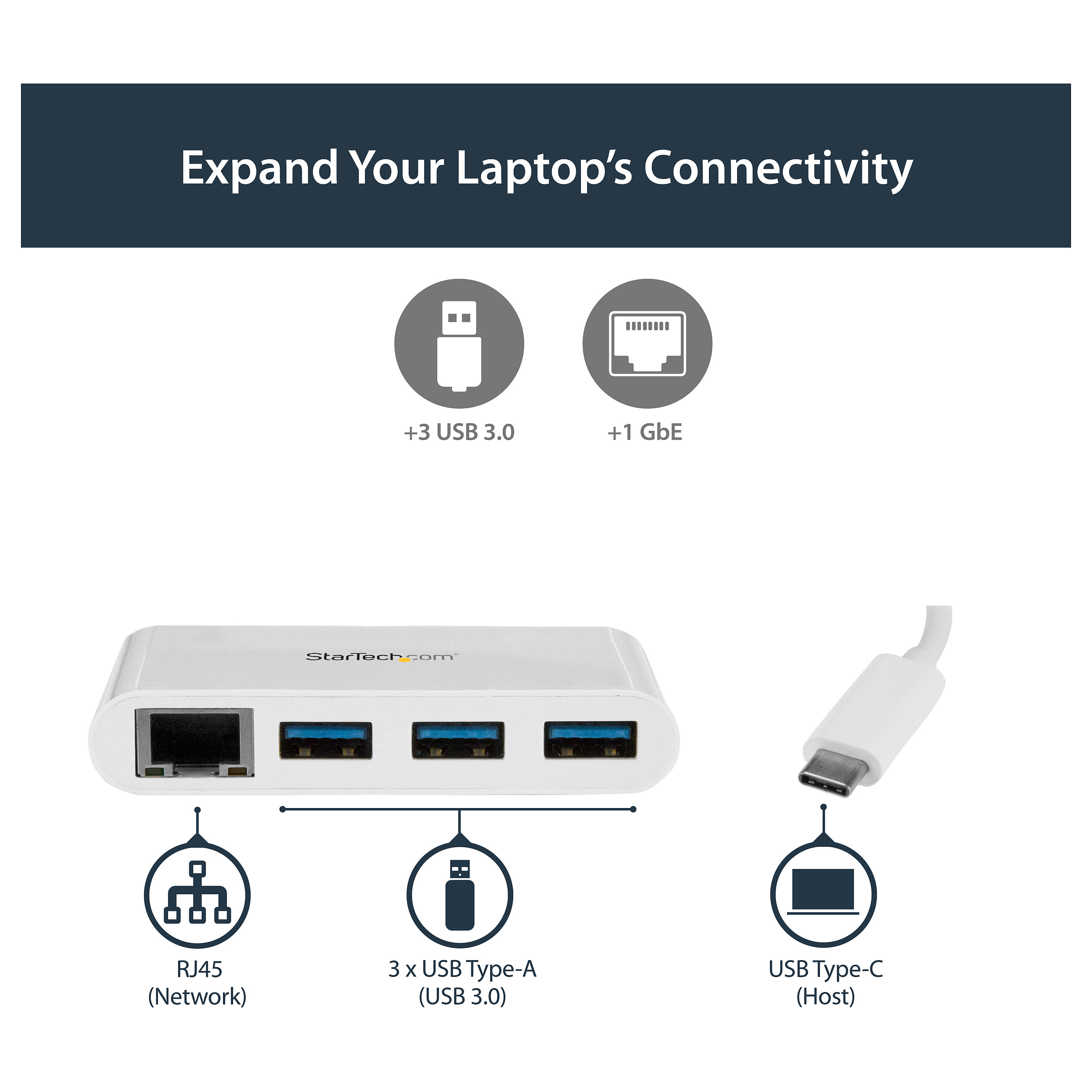 USB-C Hub STARTECH.COM HB30C3A1GEA (3x usb-a, gigabit ethernet)-9