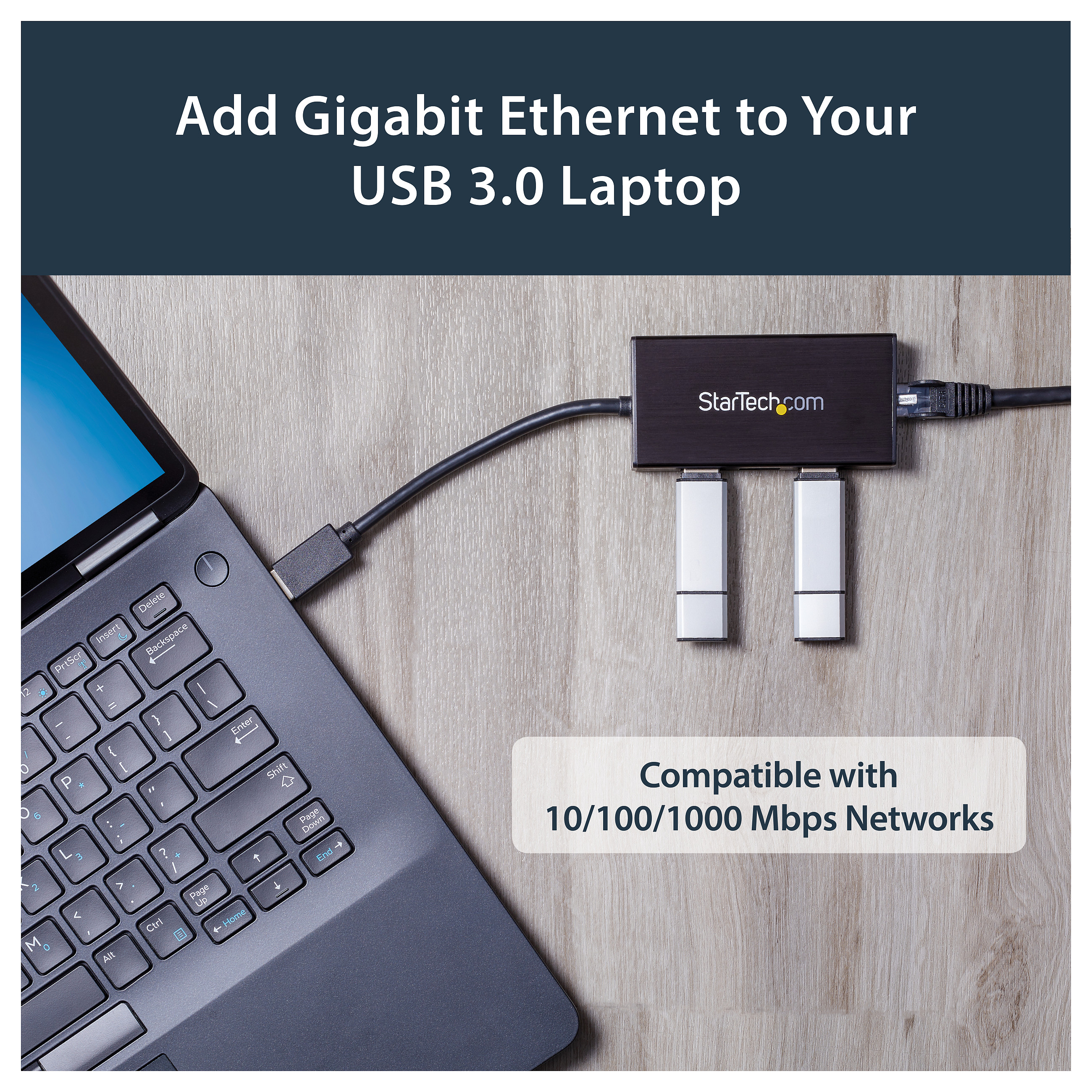 USB 3.0 hub s gigabitnim Ethernet adapterom STARTECH.COM ST3300GU3B (3 porta, NIC, USB mrežni / LAN adapter, kompatibilan s Windows i Mac, hub, 3-17