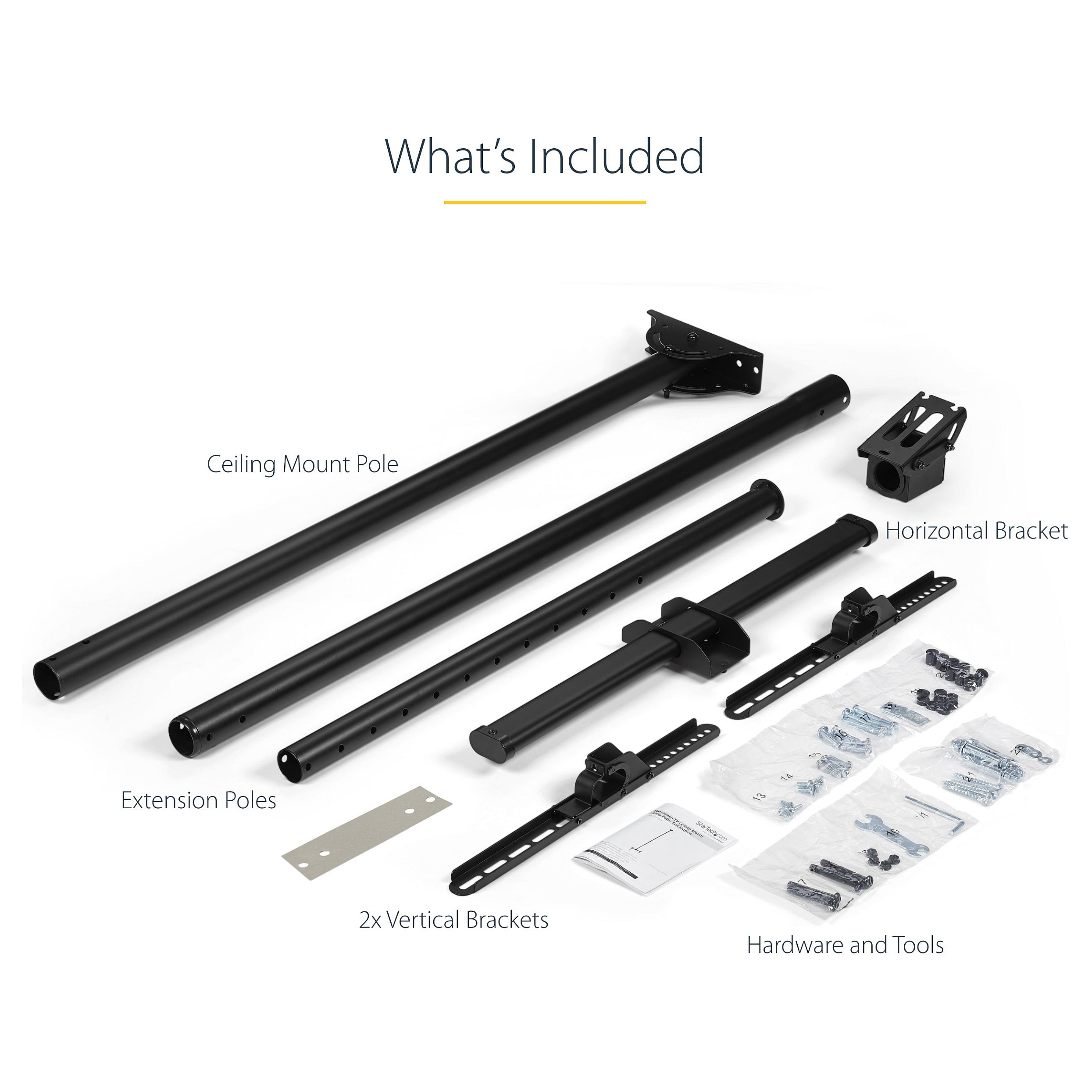 Stropni nosač za TV STARTECH.COM FPCEILPTBLP, 32" - 75", do 50kg, teleskopski, puni pokret-15