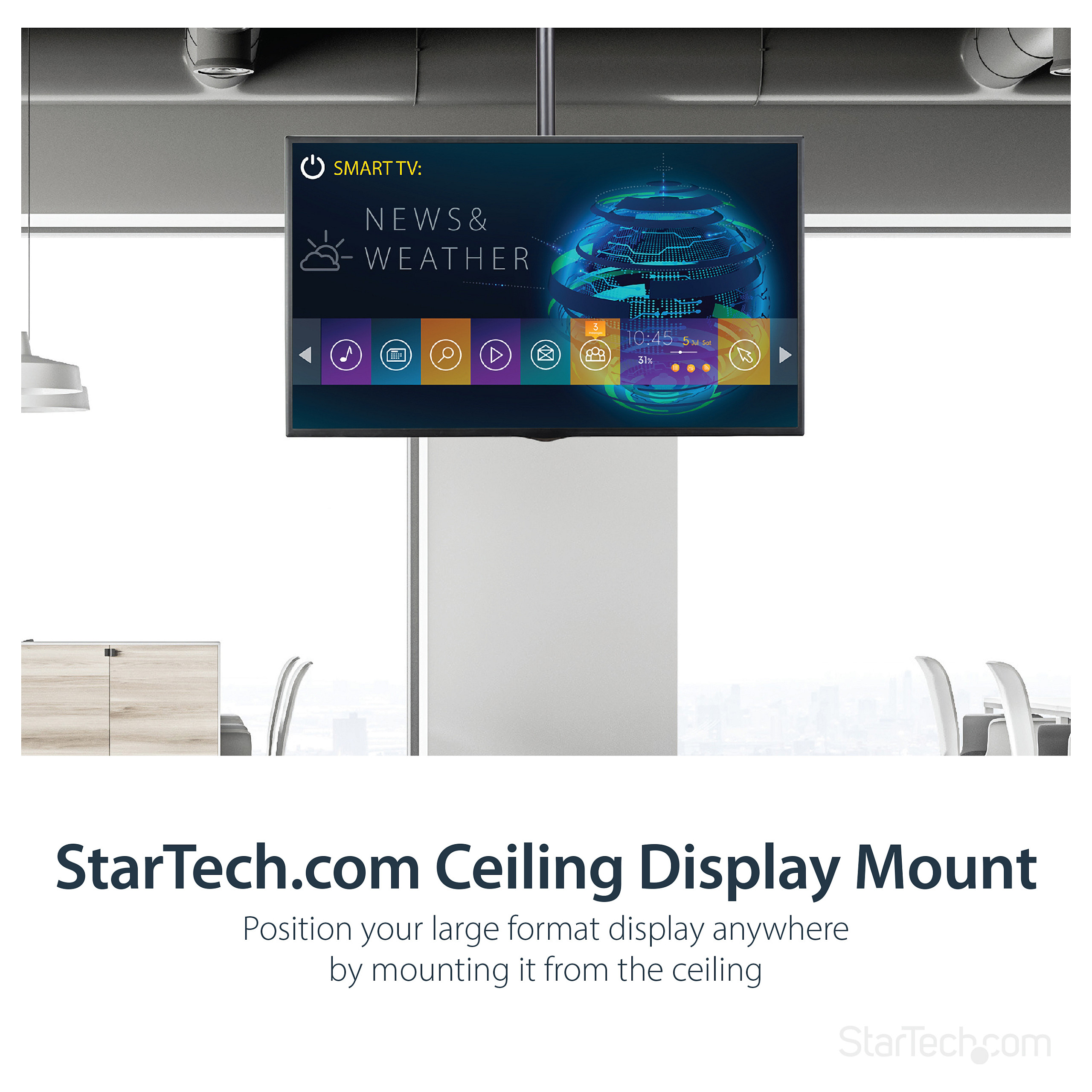Stropni nosač za TV STARTECH.COM FPCEILPTBLP, 32" - 75", do 50kg, teleskopski, puni pokret-25