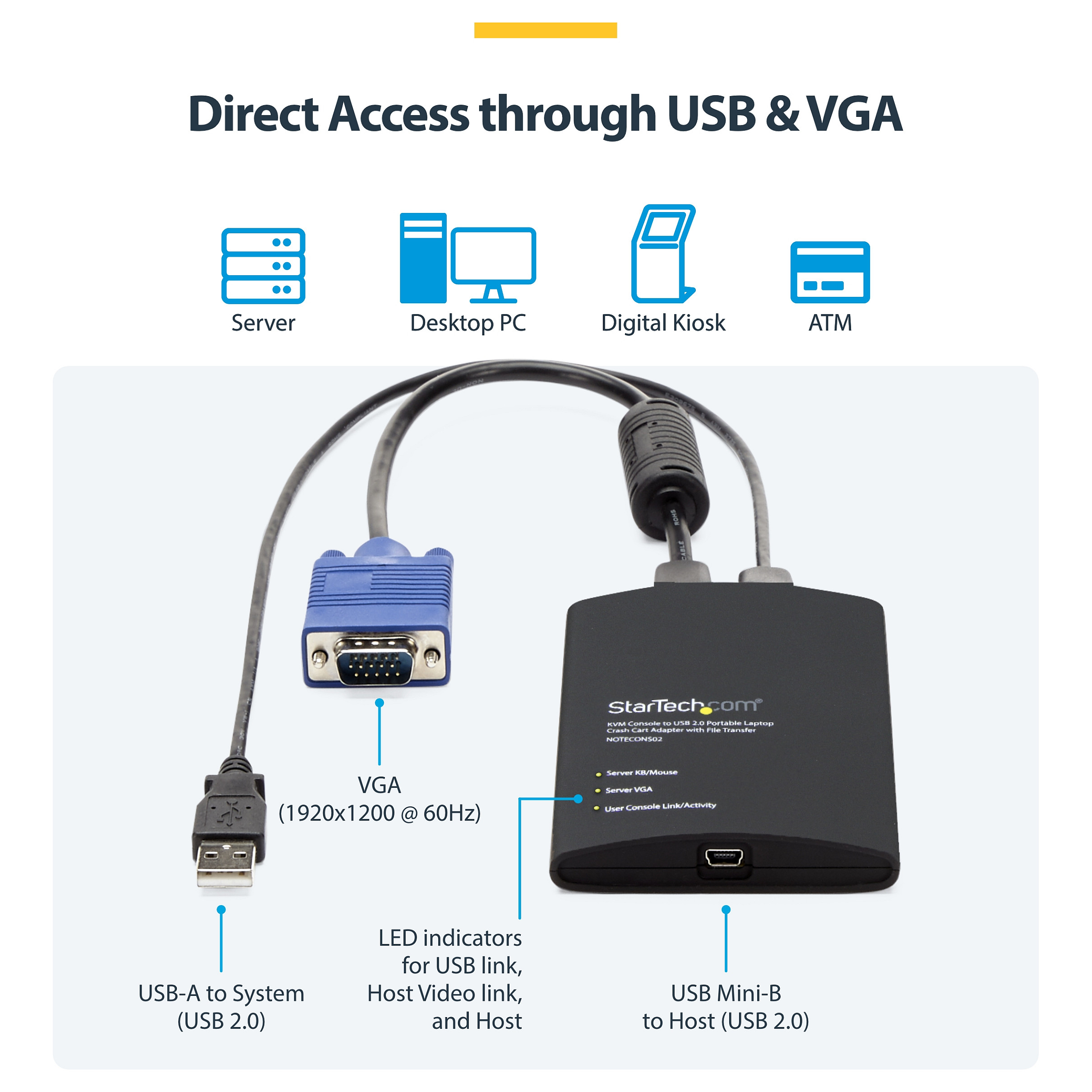 KVM adapter STARTECH.COM NOTECONS02 (USB, prijenosni, 1920x1200, prijenos datoteka)-13