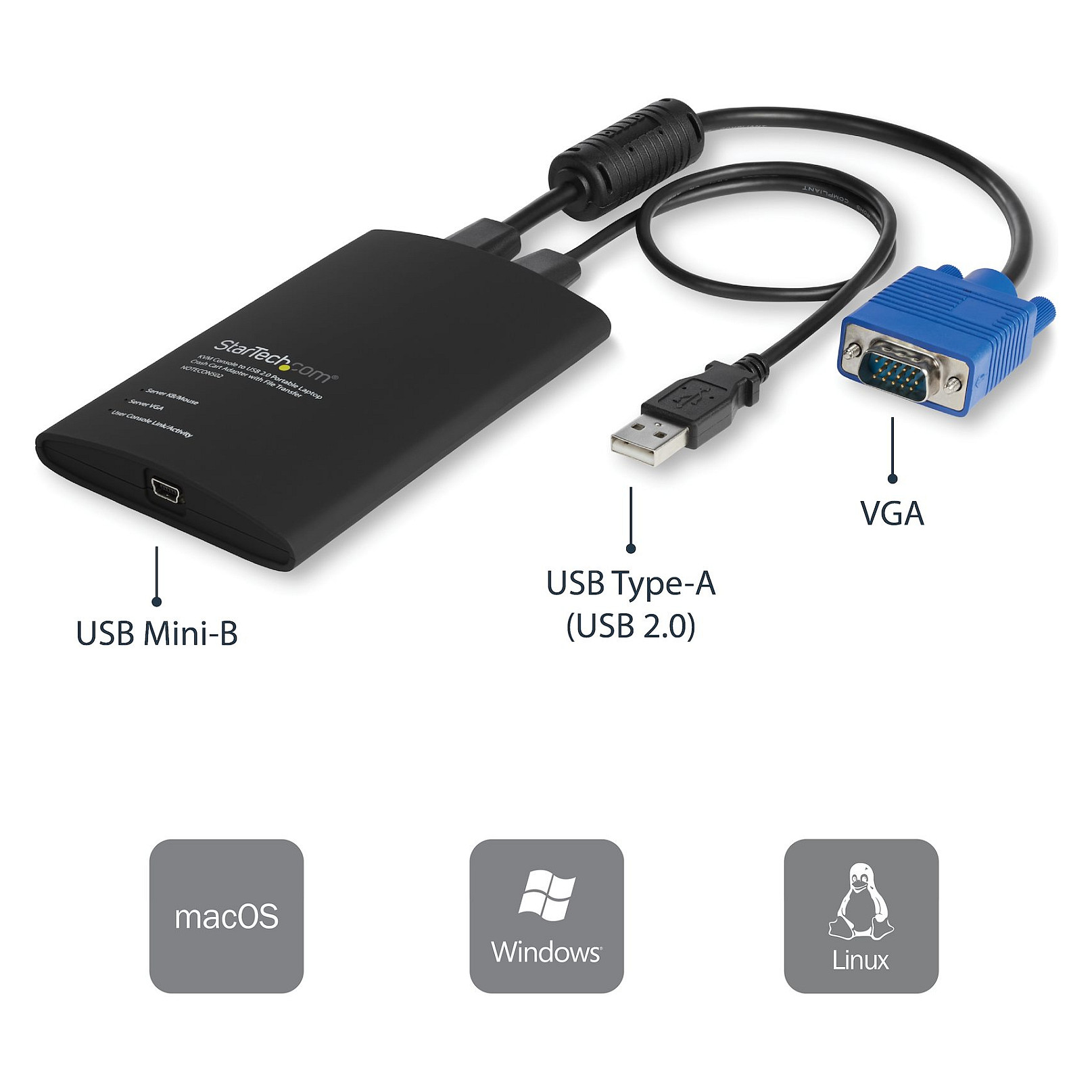 KVM adapter STARTECH.COM NOTECONS02 (USB, prijenosni, 1920x1200, prijenos datoteka)-25