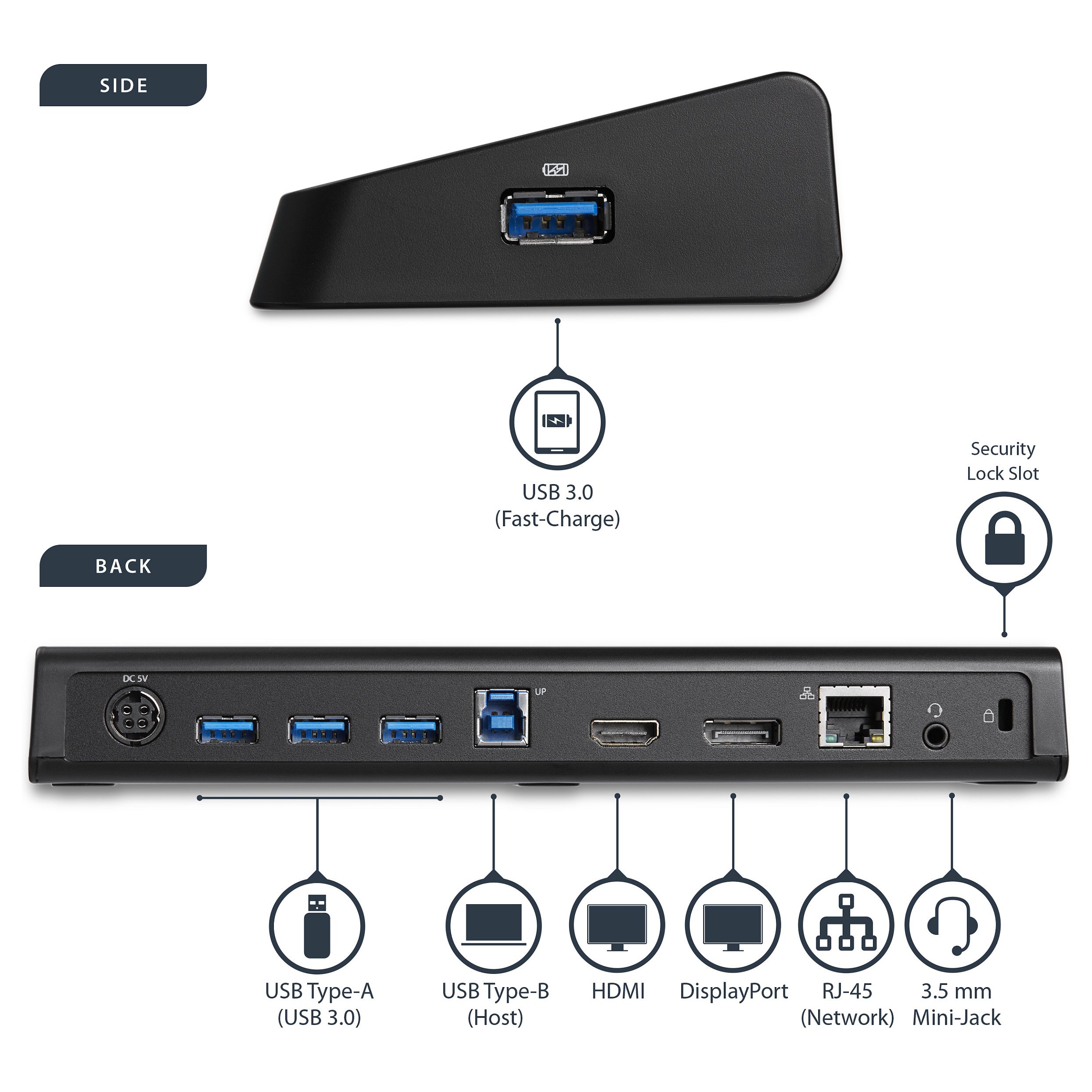 Laptop STARTECH Postaja za spajanje Dual Monitor (USB 3.0, HDMI, 4K Display Port)-10