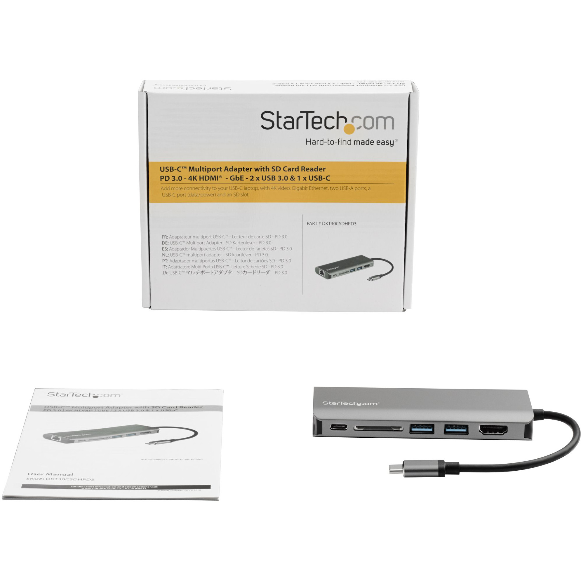 Adapter STARTECH.COM Višenamjenski (USB-C, HDMI, USB 3.0, Gigabit Ethernet, SD čitač, USB Power Delivery 3.0)-7
