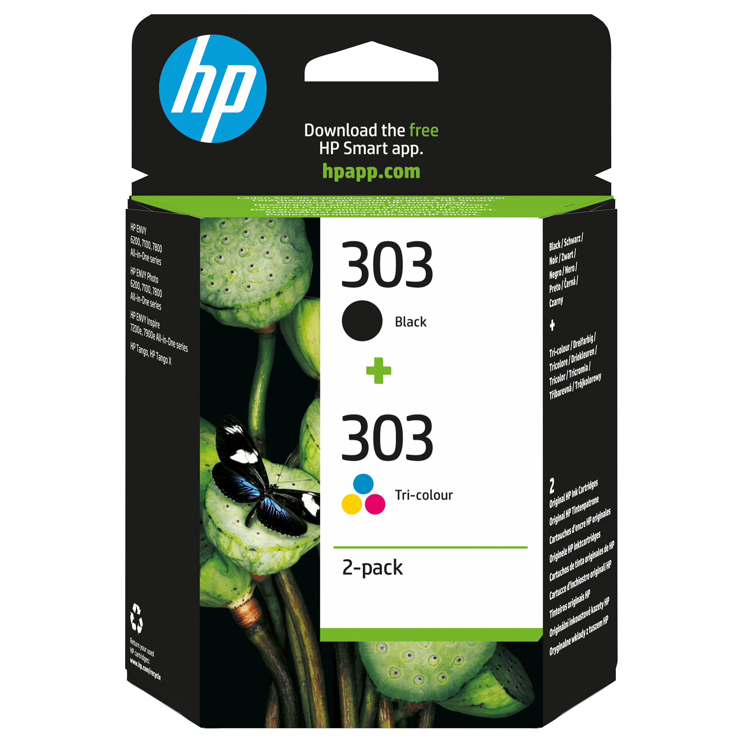 Spremnik s tintom HP 303 tinta (paket od 2 komada, 1x crna, 1x boja) crna, cijan, magenta, žuta-1