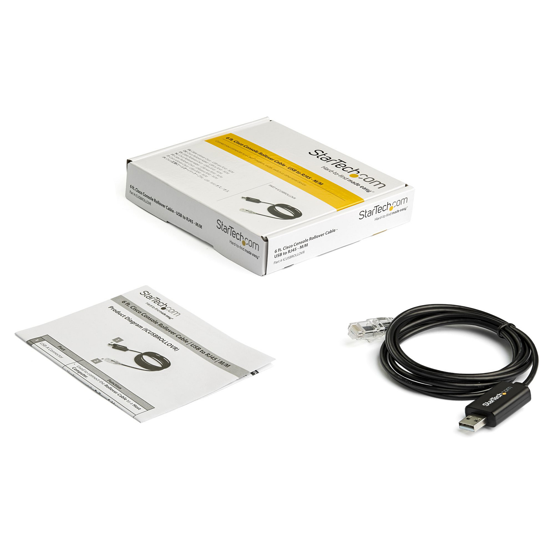 Serijski kabel STARTECH.COM ICUSBROLLOVR duljine 6 ft (1,8 m) (Cisco USB konzolni kabel, USB na RJ45 kabel za rollover, 460 Kbps, kompatibilan s Windowsom,-8