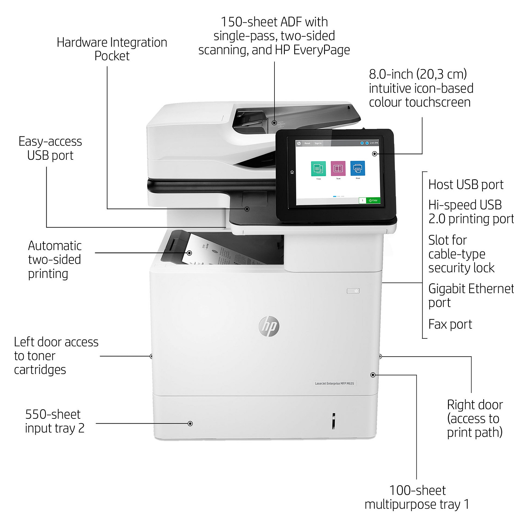 Pisač HP LaserJet Enterprise M635h MFP A4-14