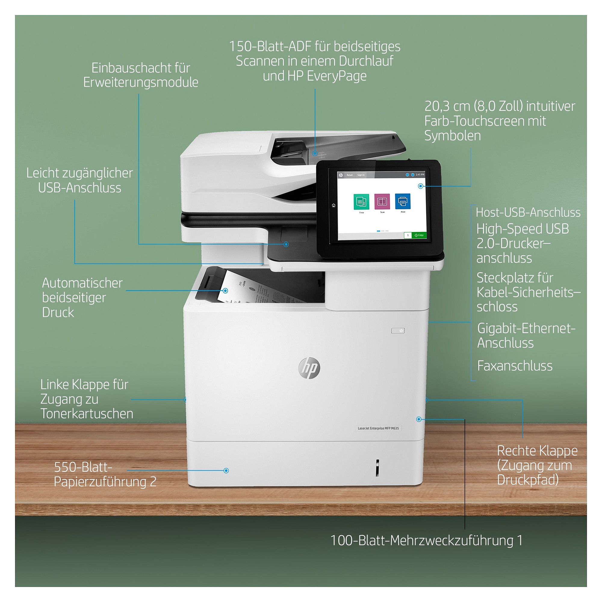 Pisač HP LaserJet Enterprise M635h MFP A4-10