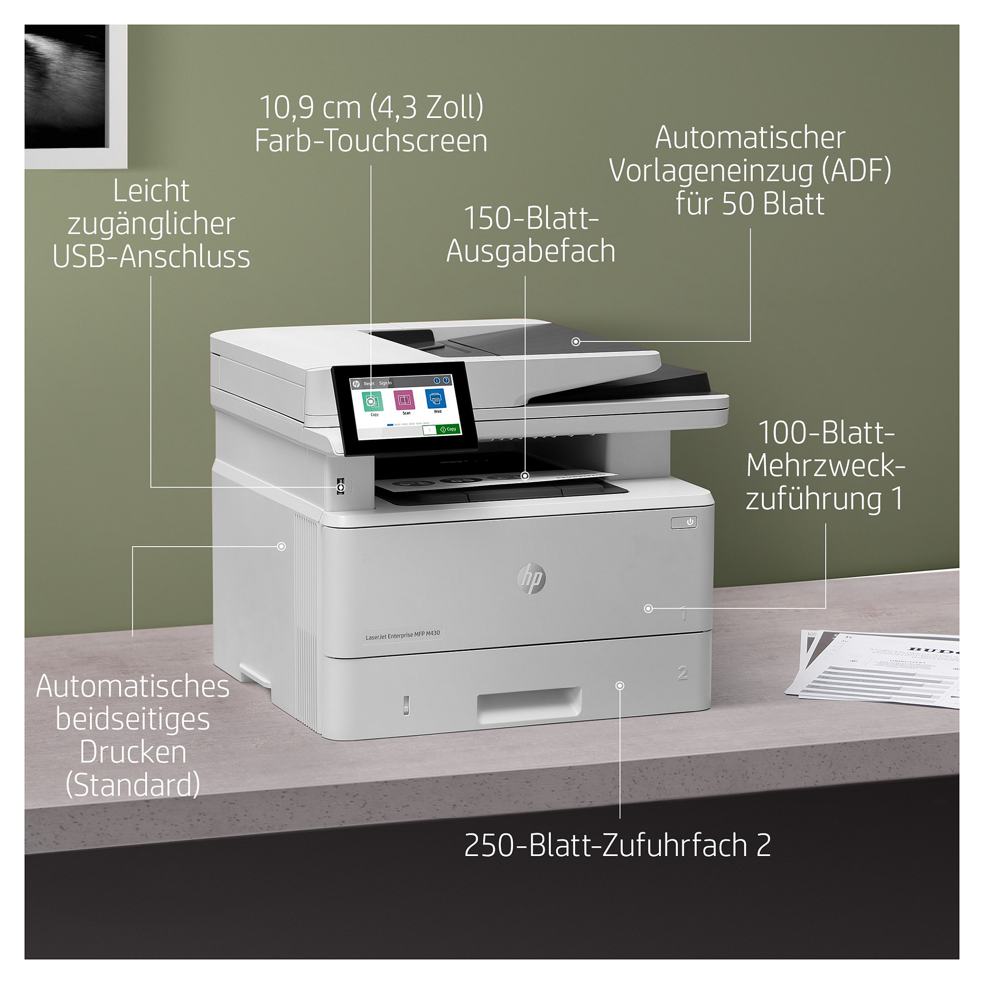 Višenamjenski pisač HP LASERJET ENTERPRISE MFP M430F (crna boja, funkcija ispisa, skeniranja, kopiranja i faksa, automatski obostrani ispis)-27