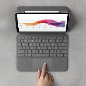 Tipkovnica LOGITECH Folio Touch s futrolom i trackpadom, QWERTZ, njemački, oxford siva – internacionalna non HR tipkovnica-7