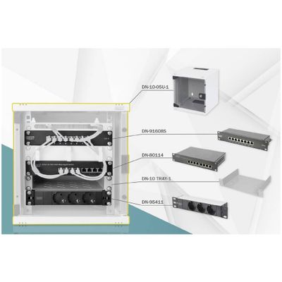 Set za mrežnu opremu DIGITUS (10", uključuje zidni stalak od 6HE)-6