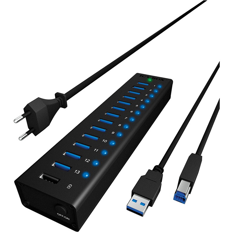 Hub RAIDSONIC ICY BOX IB-AC6113 (13 portova, USB 3.0, 5 GBit/s, USB 2.0, USB BC 1.2)-6