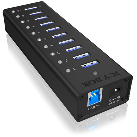 Hub RAIDSONIC ICY BOX IB-AC6110 (10 priključaka, USB 3.0, 5 GBit/s, USB 2.0, USB punjač 5 V / 2.1 A)-8