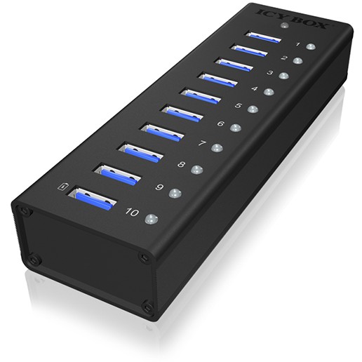 Hub RAIDSONIC ICY BOX IB-AC6110 (10 priključaka, USB 3.0, 5 GBit/s, USB 2.0, USB punjač 5 V / 2.1 A)-9