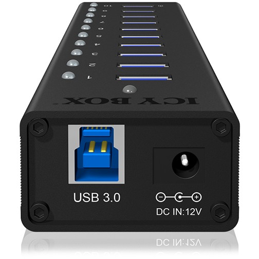 Hub RAIDSONIC ICY BOX IB-AC6110 (10 priključaka, USB 3.0, 5 GBit/s, USB 2.0, USB punjač 5 V / 2.1 A)-10