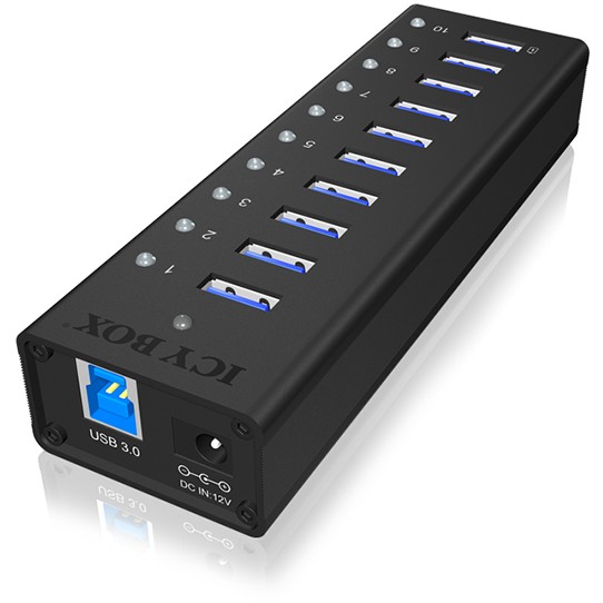 Hub RAIDSONIC ICY BOX IB-AC6110 (10 priključaka, USB 3.0, 5 GBit/s, USB 2.0, USB punjač 5 V / 2.1 A)-11