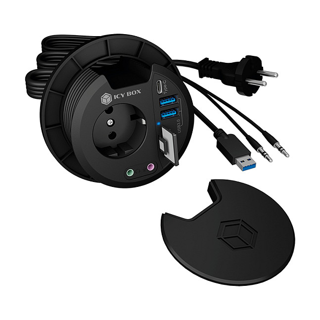 Ugradbeni USB Hub ICY BOX IB-HUB1430-CR, 4-portni, čitač kartica, za stol-0