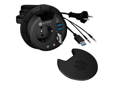 Ugradbeni USB Hub ICY BOX IB-HUB1430-CR, 4-portni, čitač kartica, za stol-1
