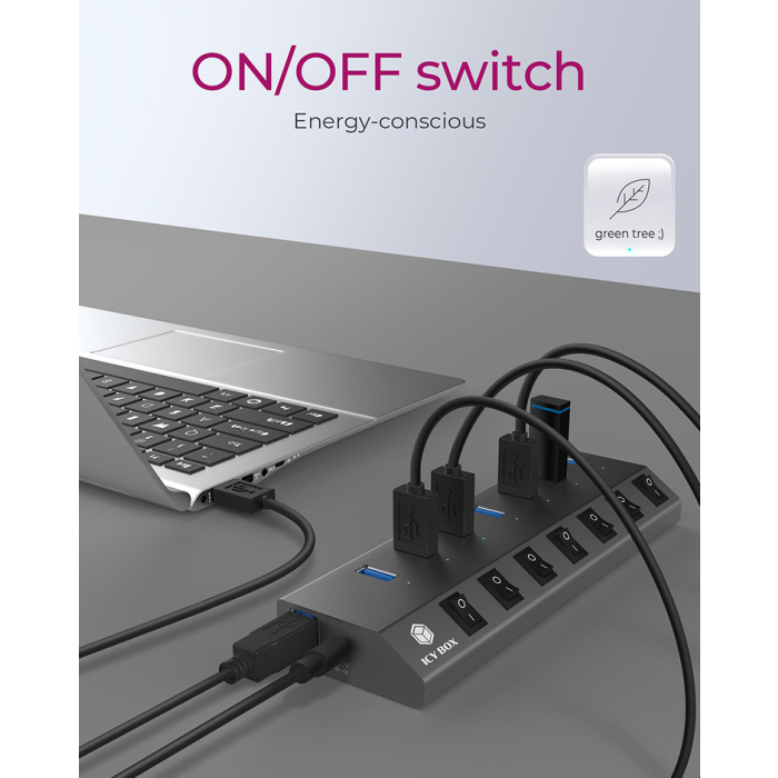 USB Hub ICY BOX IB-HUB1701-C3 (7x USB 3.0, USB-C, individualni prekidači)-4