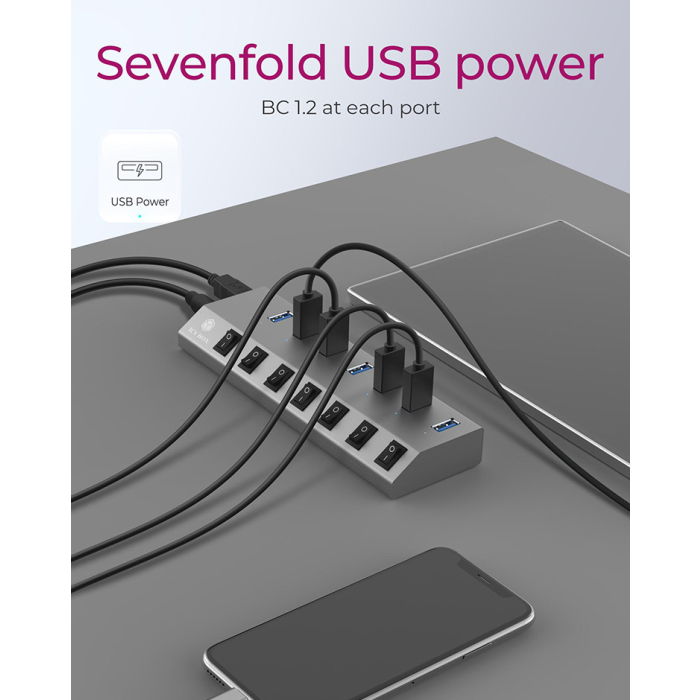 USB Hub ICY BOX IB-HUB1701-C3 (7x USB 3.0, USB-C, individualni prekidači)-6