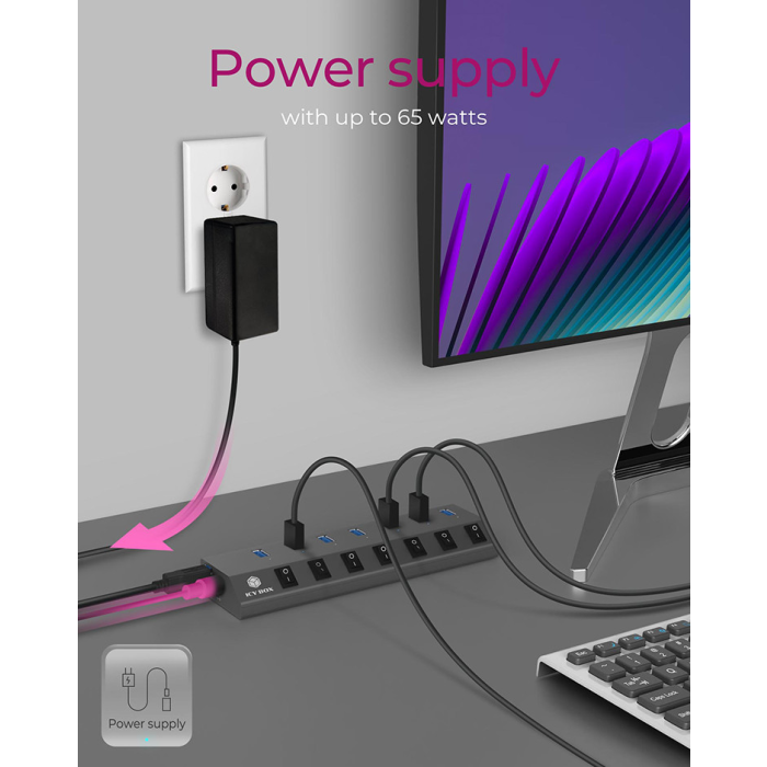 USB Hub ICY BOX IB-HUB1701-C3 (7x USB 3.0, USB-C, individualni prekidači)-9