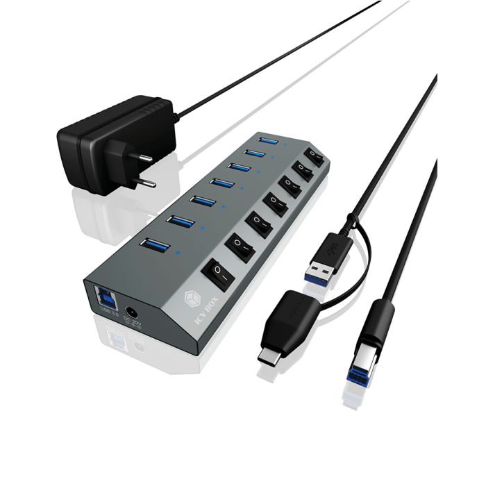 USB Hub ICY BOX IB-HUB1701-C3 (7x USB 3.0, USB-C, individualni prekidači)-2