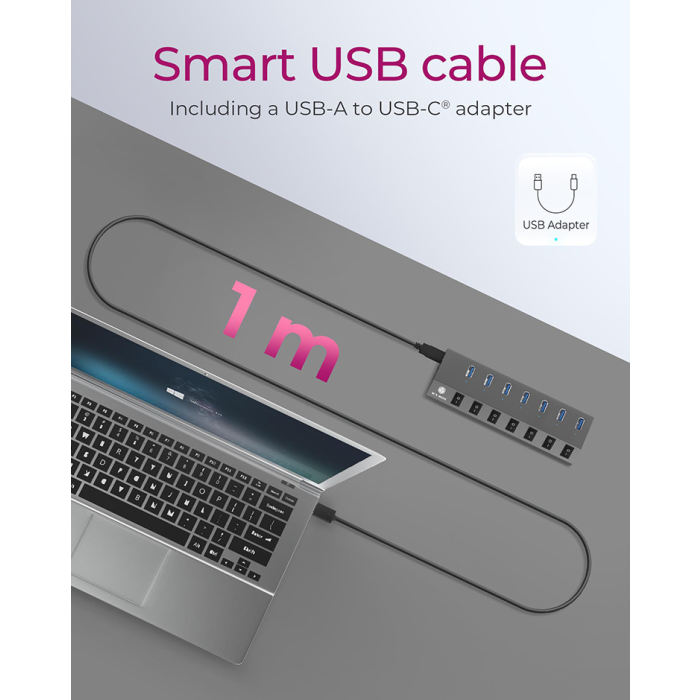 USB Hub ICY BOX IB-HUB1701-C3 (7x USB 3.0, USB-C, individualni prekidači)-8