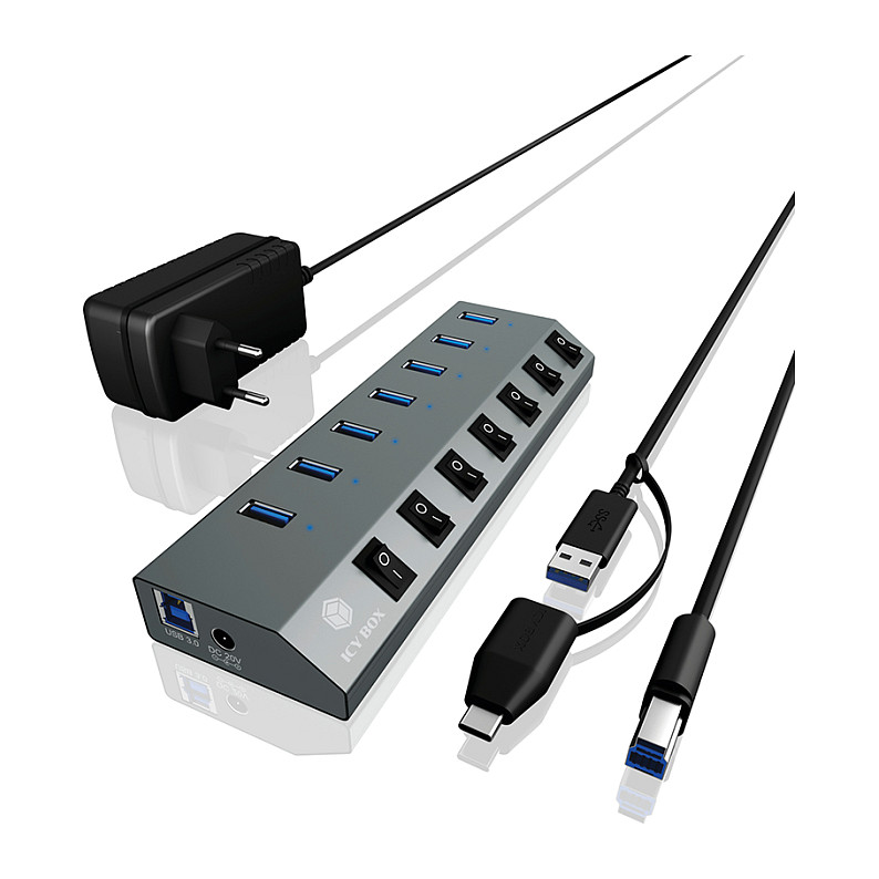 USB Hub ICY BOX IB-HUB1701-C3 (7x USB 3.0, USB-C, individualni prekidači)-10
