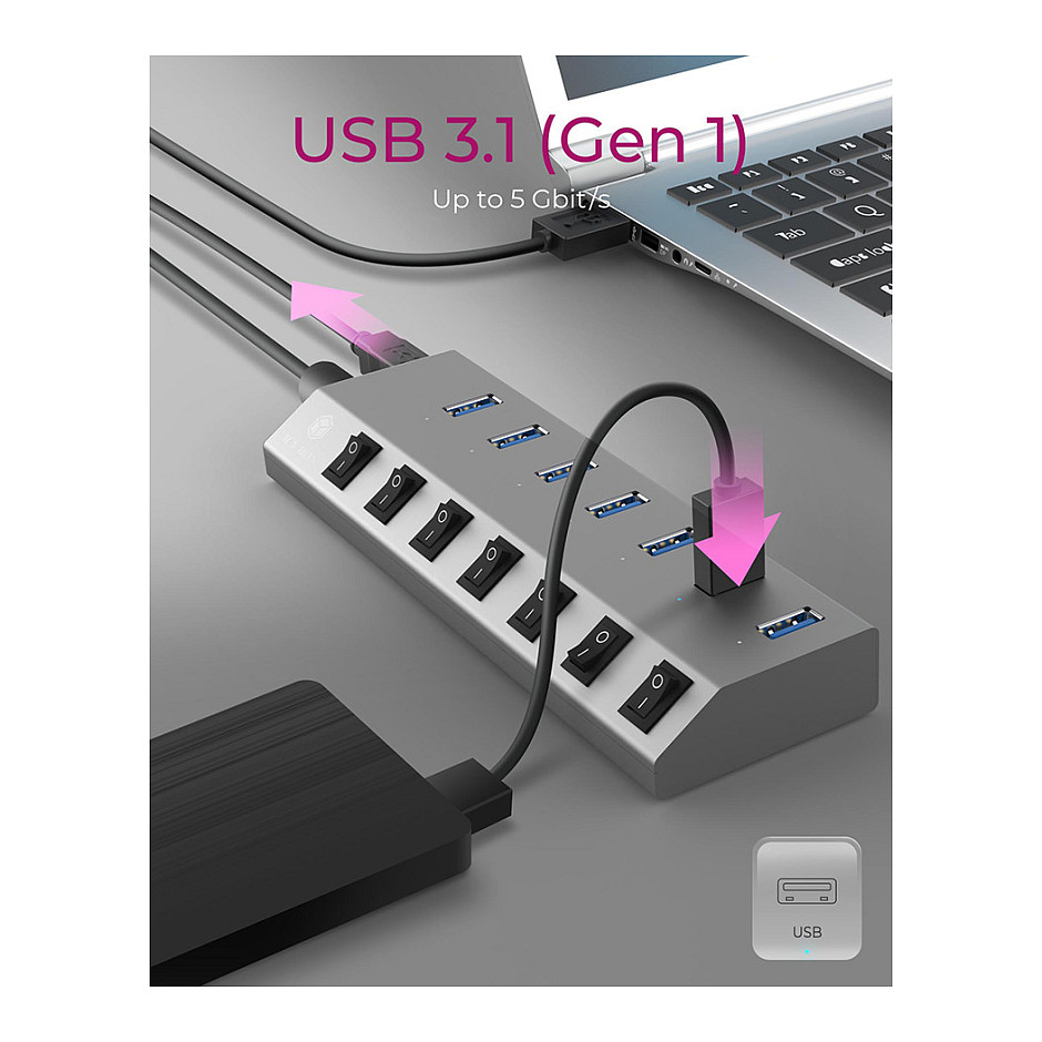 USB Hub ICY BOX IB-HUB1701-C3 (7x USB 3.0, USB-C, individualni prekidači)-14