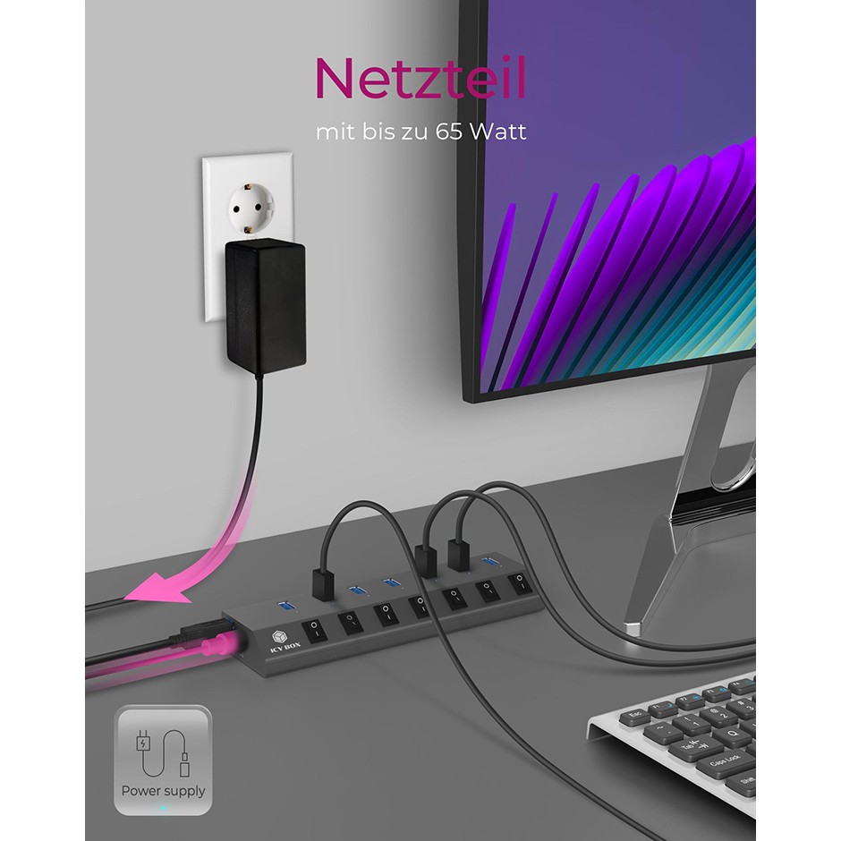 USB Hub ICY BOX IB-HUB1701-C3 (7x USB 3.0, USB-C, individualni prekidači)-17