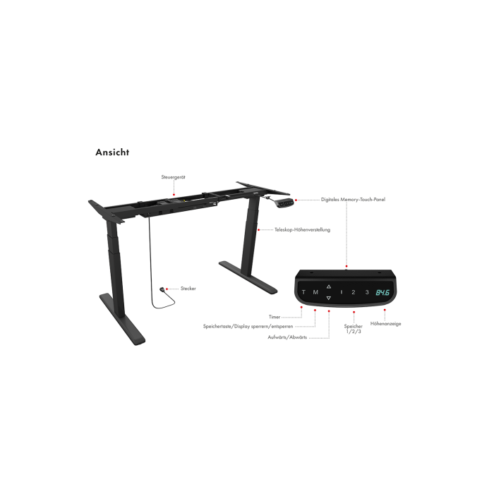 Okvir za stol za sjedenje/stajanje ICY BOX IB-EW205B-T-9