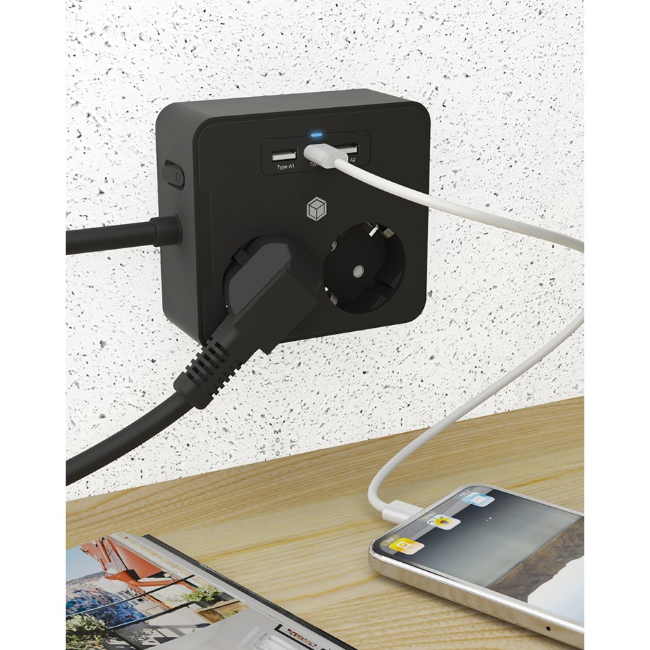 Utičnica za stol ili zidnu montažu s USB punjačem ICY BOX IB-MPS2220B-CH-14