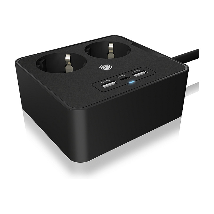 Utičnica za stol ili zidnu montažu s USB punjačem ICY BOX IB-MPS2220B-CH-6