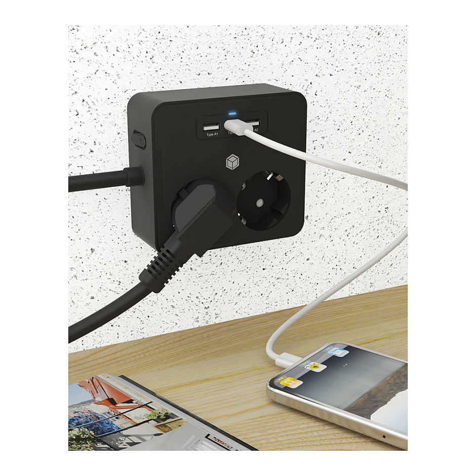 Utičnica za stol ili zidnu montažu s USB punjačem ICY BOX IB-MPS2220B-CH-9