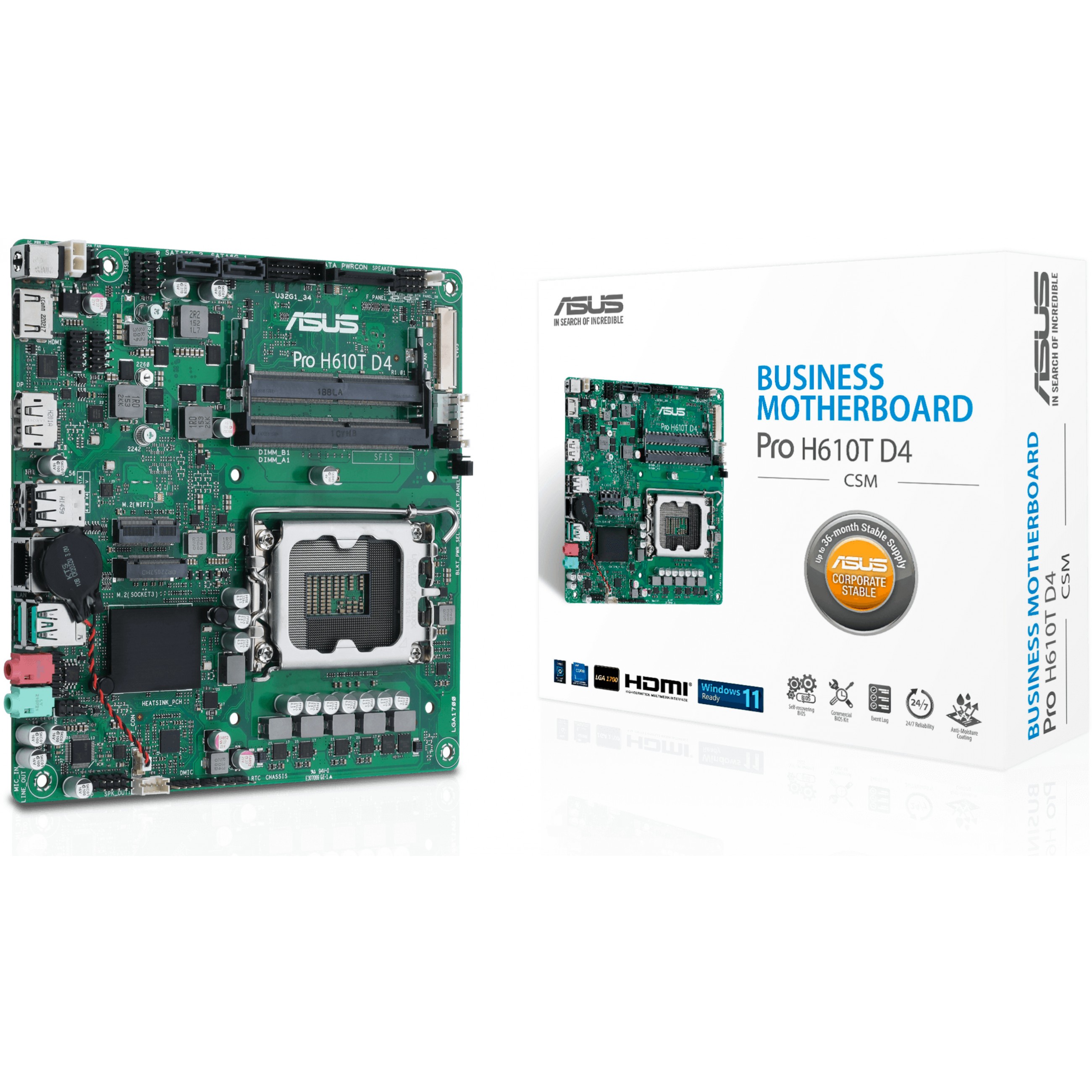 Matična ploča ASUS Pro H610T D4-CSM (Thin mini ITX, LGA1700 Socket, H610)-0