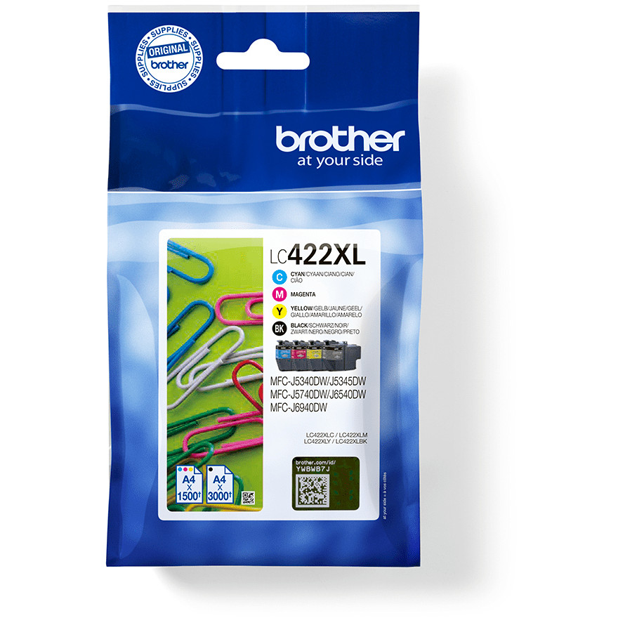 Višebojni paket patrona s tintom BROTHER LC422XL (original, patrona s tintom - crna, žuta, cijan, magenta)-1