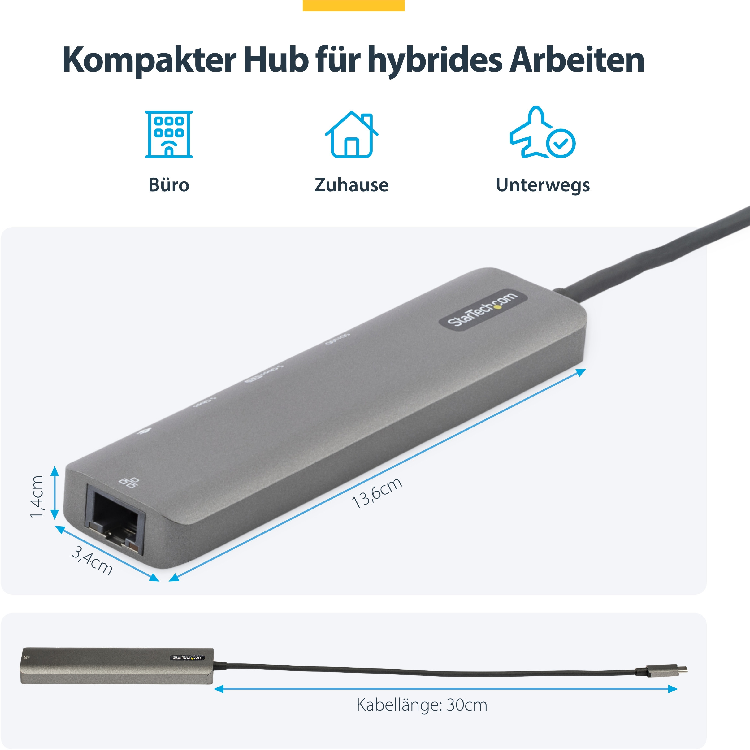 Adapter STARTECH.COM Višenamjenski (USB-C, 4K HDMI, USB 3.2 Gen 1, Gigabit Ethernet, USB Power Delivery 3.0)-12
