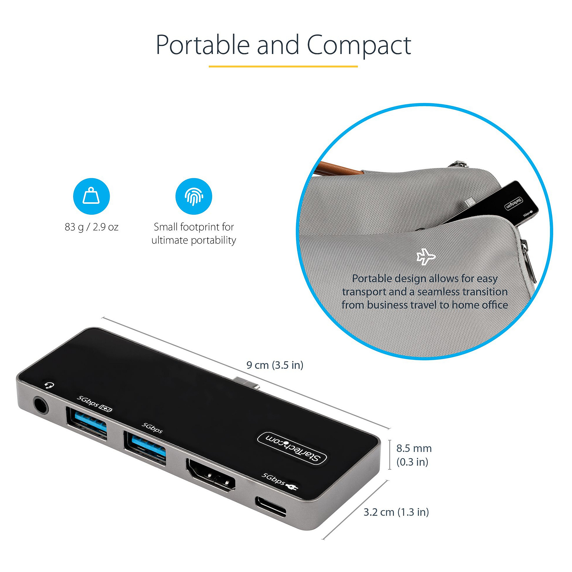 Adapter STARTECH.COM USB-C (4K 60Hz HDMI, USB 3.2 Gen 1, TRRS audio)-15