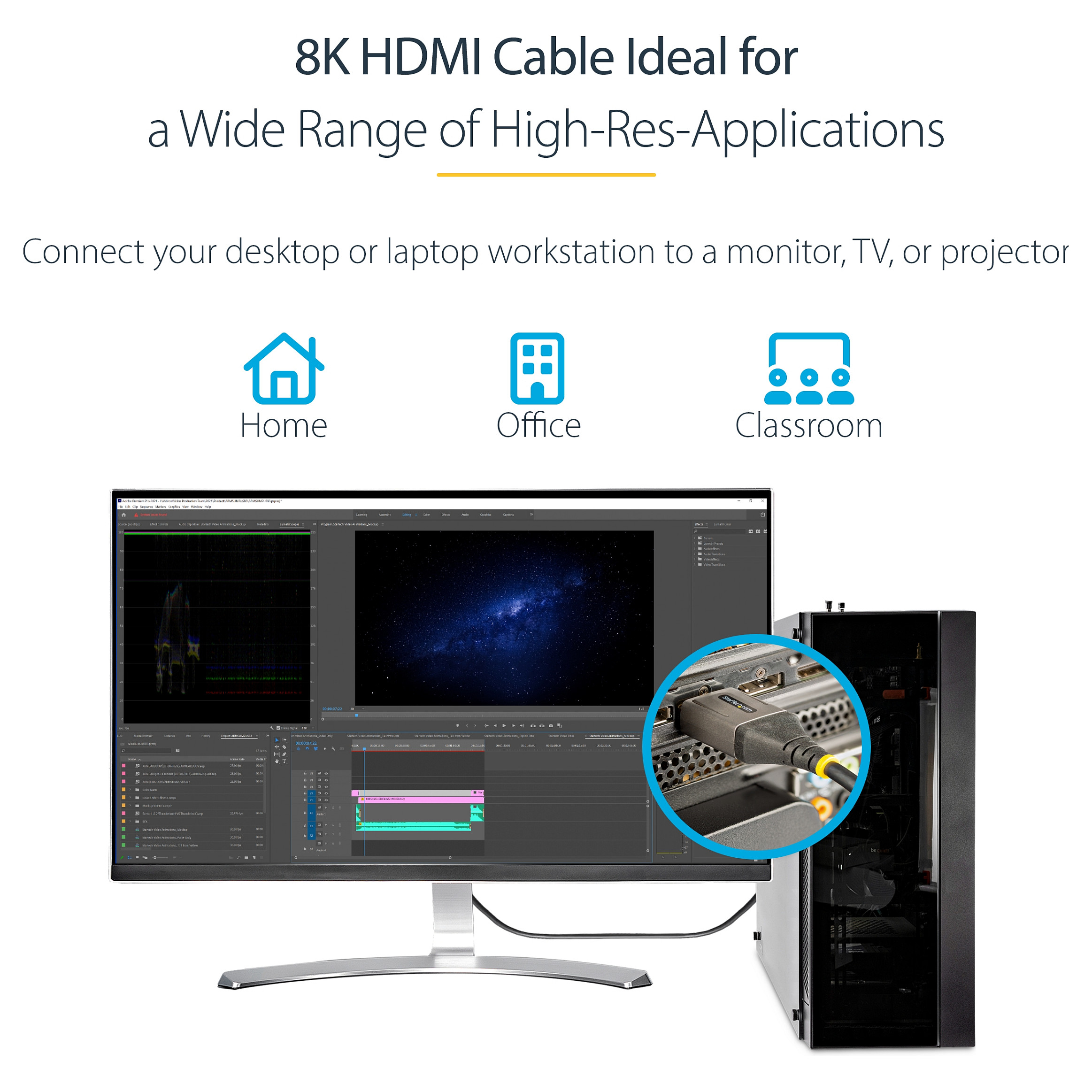 Kabel HDMI 2.1 STARTECH.COM od 16ft (5m) (certificirani ultra brzi HDMI kabel 48Gbps, 8K 60Hz/4K 120Hz HDR10+ eARC, ultra HD 8K HDMI kabel/spona s TPE jaknom, za UHD monitor/TV/zaslon, Dolby Vision/A)-18