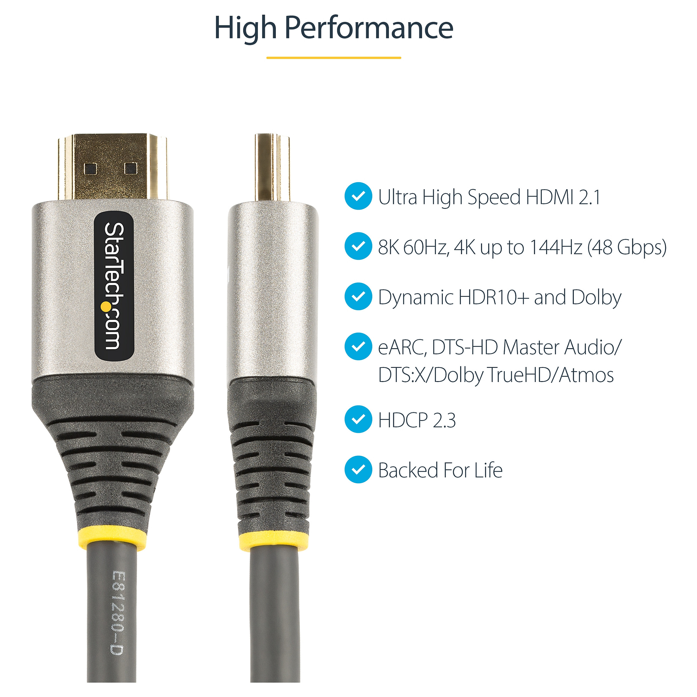 Kabel HDMI 2.1 STARTECH.COM od 16ft (5m) (certificirani ultra brzi HDMI kabel 48Gbps, 8K 60Hz/4K 120Hz HDR10+ eARC, ultra HD 8K HDMI kabel/spona s TPE jaknom, za UHD monitor/TV/zaslon, Dolby Vision/A)-14
